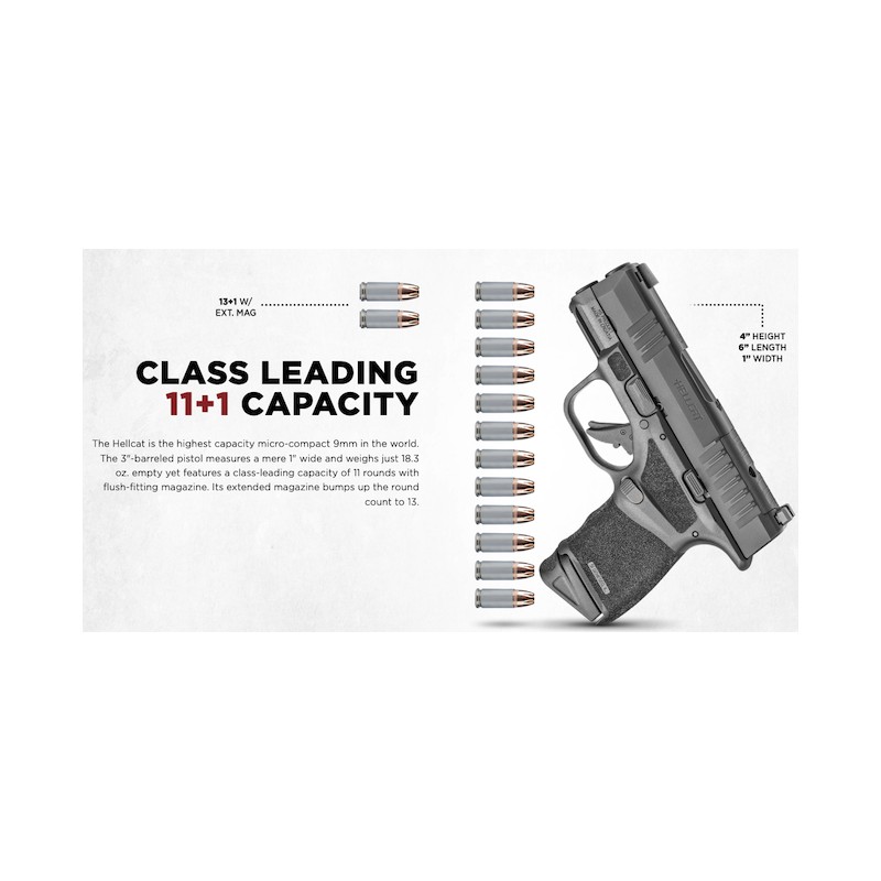 Pistole Springfield Armory HELLCAT Micro-Compact OSP 3″  9mm Para - Schwarz — Bild 5